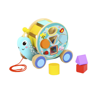 Tooky Toy Pull Along Snail With Rolling Wheel & Blocks