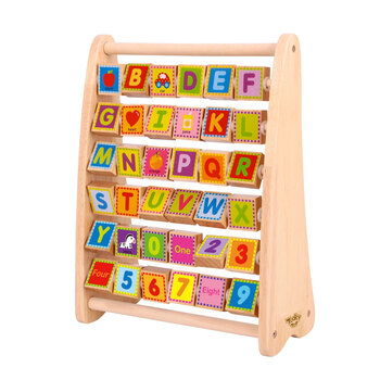 Tooky Toy Wooden Alphabet Abacus Natural