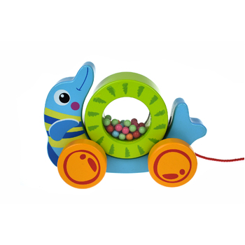 Tooky Toy Pull Along Rolling Dolphin With Beads