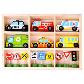 16pc Tooky Toy Transportation & Street Sign 3y+