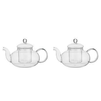 2PK NF Living 600ml Nina Glass Teapot Modern Design Kitchenware Clear