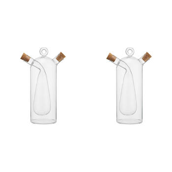2PK NF Living Duel Oil & Vinegar Cruet 500ml Dual Chamber Glass Kitchenware