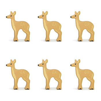 6pc Tender Leaf Toys Fallow Deer Wooden Animal Set Kids 3y+