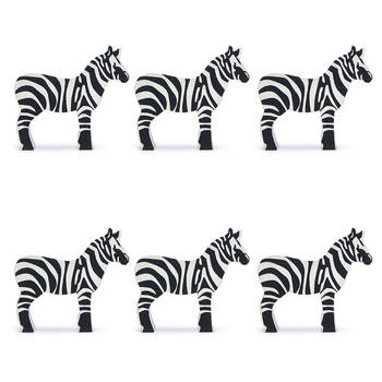6pc Tender Leaf Toys Zebra Wooden Animal Set Kids 3y+