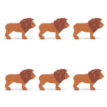 6pc Tender Leaf Toys Lion Wooden Animal Set Kids 3y+