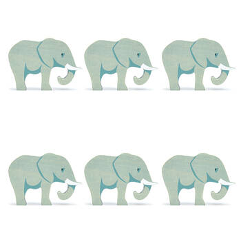 6pc Tender Leaf Toys Elephant Wooden Animal Set Kids 3y+
