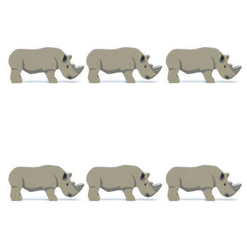 6pc Tender Leaf Toys Rhino Wooden Animal Set Kids 3y+