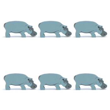 6pc Tender Leaf Toys Hippo Wooden Animal Set Kids 3y+
