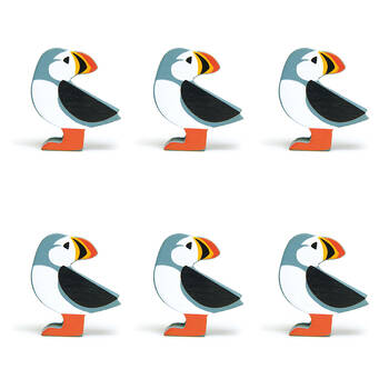 6pc Tender Leaf Toys Puffin Wooden Animal Set Kids 3y+