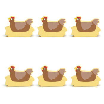 6pc Tender Leaf Toys Chicken Wooden Animal Set Kids 3y+
