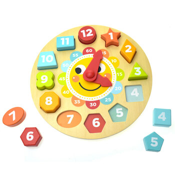 13pc Tooky Toy Wooden Clock Puzzle 3y+