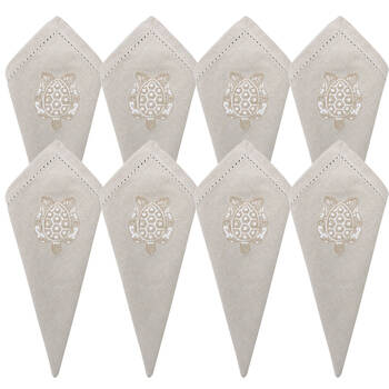 8PK LVD Stonewashed Chambray Cotton Reusable Table Napkin 45x45cm Turtle