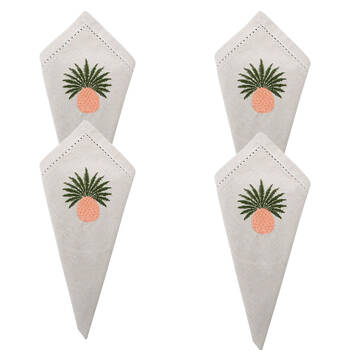 4PK LVD Stonewashed Chambray Cotton Reusable Table Napkin 45x45cm Pineapple