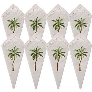 8PK LVD Stonewashed Chambray Cotton Reusable Table Napkin 45x45cm Palm