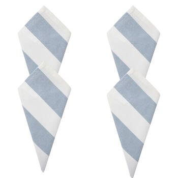 4PK LVD Stonewashed Chambray Cotton Striped Reusable Napkin 45x45cm Blue