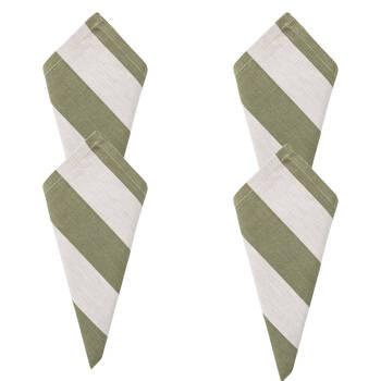 4PK LVD Stonewashed Chambray Cotton Striped Reusable Napkin 45x45cm Olive