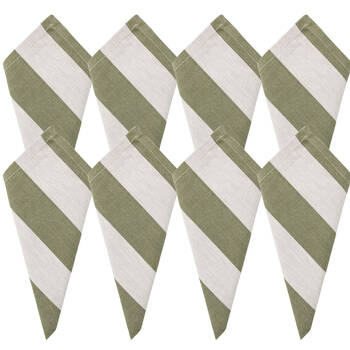 8PK LVD Stonewashed Chambray Cotton Striped Reusable Napkin 45x45cm Olive