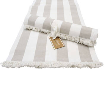 LVD Stonewashed Chambray Cotton Table Runner 40x180cm Natural Stripes