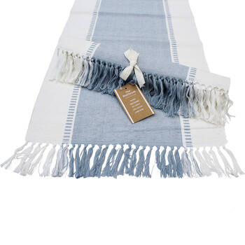 LVD Stonewashed Chambray Cotton Atlanta Table Runner 40x180cm Blue