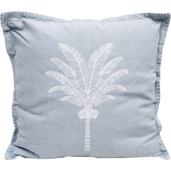 LVD Stonewashed Chambray Cotton Cushion 46x46cm White Palm Cove/Soft Blue