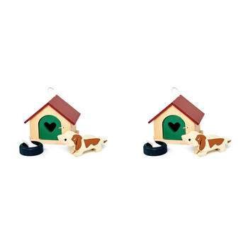 2PK Tender Leaf Toys Pet 1:12 Dog Kennel Dollhouse Accessory Set 3y+