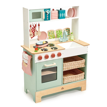 Tender Leaf Toys 67cm Mini Chef Kitchen Range Cooking Wood Toy Set Kids 3y+