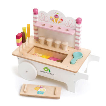 Tender Leaf Toys 37.5cm Push Along Ice Cream Cart Wooden Toy Set Kids 3y+