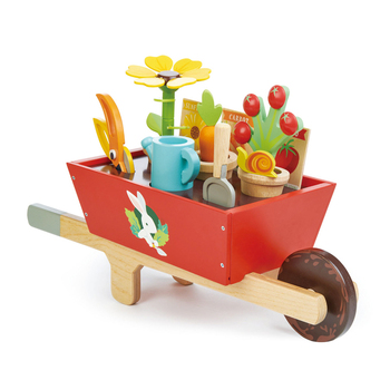 Tender Leaf Toys 48.5cm Garden Wheelbarrow Wooden Toy Set Kids 3y+