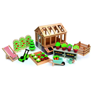 Tender Leaf Toys 48cm Greenhouse w/ Garden Wooden Toy Set Kids 3y+