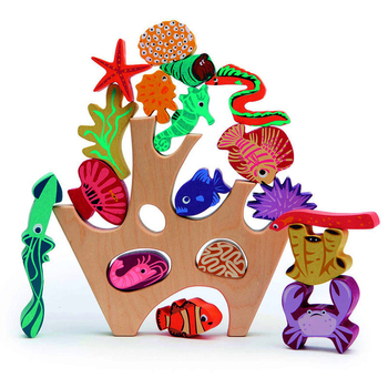 18pc Tender Leaf Toys 30cm Stacking Coral Reef Wooden Toy Set Kids 18m+
