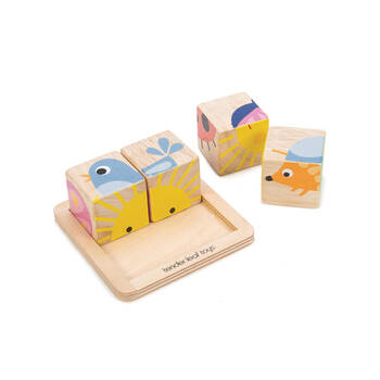 4pc Tender Leaf Toys Baby Blocks w/ Base Wooden Toy 18m+