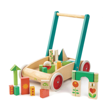 Tender Leaf Toys 41.5cm Wagon w/ Wooden Blocks Toy Set Kids/Toddler 18m+