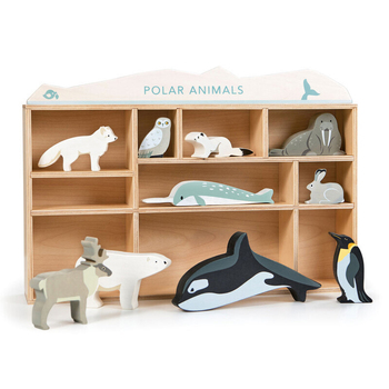 10pc Tender Leaf Toys 40cm Polar Animal Wooden Toy Set w/ Shelf Kids 3y+