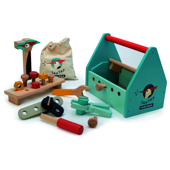 22pc Tender Leaf Toys 23cm Tap Tap Tool Box Wooden Toy Set Kids 3y+