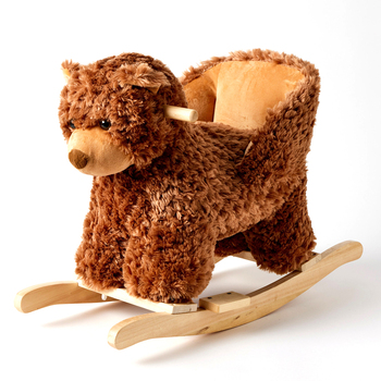 Jiggle & Giggle Wood/Polyester 55cm Rocking Bear Kids Ride-On Toy Brown 12m+