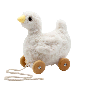 Jiggle & Giggle Duck Plush Pull Along Baby/Toddler Toy White 12m+