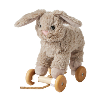 Jiggle & Giggle Bunny Plush Pull Along Baby/Toddler Toy Grey 12m+