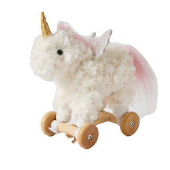 Jiggle & Giggle Unicorn Plush Pull Along Baby/Toddler Toy White 12m+