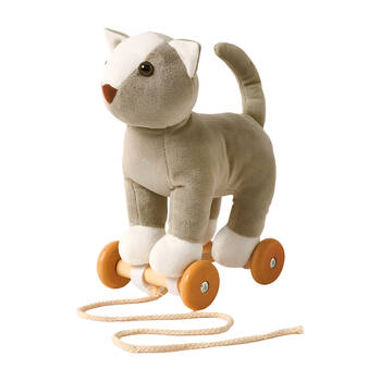 Jiggle & Giggle Cat Pull Along Kids/Children Plushie Grey