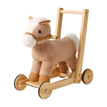 Jiggle & Giggle Horse Walker Ride-On Kids Wood Toy 50x49cm Brown