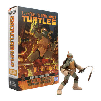 Teenage Mutant Ninja Turtles Michelangelo Bst Axn Figure & Comic Book Wave 2