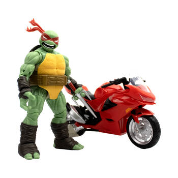 Teenage Mutant Ninja Turtles Raphael Ninja w/ Red Motorcycle BST AXN Figure