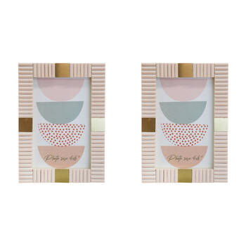 2PK LVD Wooden Acrylic Roman Picture/Photo Frame 4x6 13.5x2x18.5cm Neutral