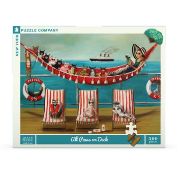 500pc New York Puzzle Co Janet Hill Jigsaw Puzzle 60cm All Paws on Deck 10+