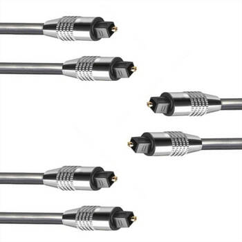 3x Sansai 1.5m Digital Audio Optical/Toslink Fibre Lead Cable