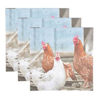 3x 20pc Esschert Design Tissue Paper Napkins Chicken 3-Ply Large 33cm