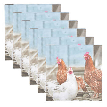 6x 20pc Esschert Design Tissue Paper Napkins Chicken 3-Ply Large 33cm