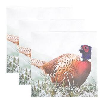 3x 20pc Esschert Design Tissue Paper Napkins Pheasant 3-Ply Large 33cm