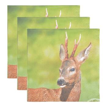 3x 20pc Esschert Design Tissue Paper Napkins Deer Serviette 3-Ply Large 33cm