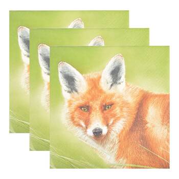 3x 20pc Esschert Design Tissue Paper Napkins Fox Serviette 3-Ply Large 33cm